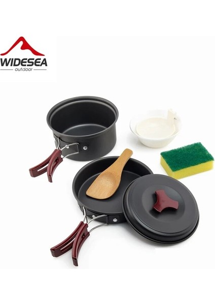 Widesea 1 Kişilik Kamp Sofra Takımı Dış Mekan Tencere ve Seyahat Dişlileri Yapışmaz Tencere Tavalar Kaseler Yürüyüş Gereçleri (Yurt Dışından)