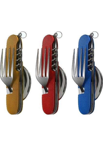 Sarı Stil Ayrılabilir Açık Sofra Kamp Paslanmaz Çelik Çatal Bıçak Kaşık Şişe Açacağı Yürüyüş Hayatta Kalma Seyahat Için Katlama Kiti (Yurt Dışından) fiyatları