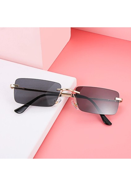 No.16 Tarzı Seyahat Tarzı Dağcılık Güneş Gözlüğü Erkekler Kadınlar Için Uvades Dikdörtgen Çerçevesiz Gözlükler Degrade Renkler Gözlük (Yurt Dışından) fiyatları