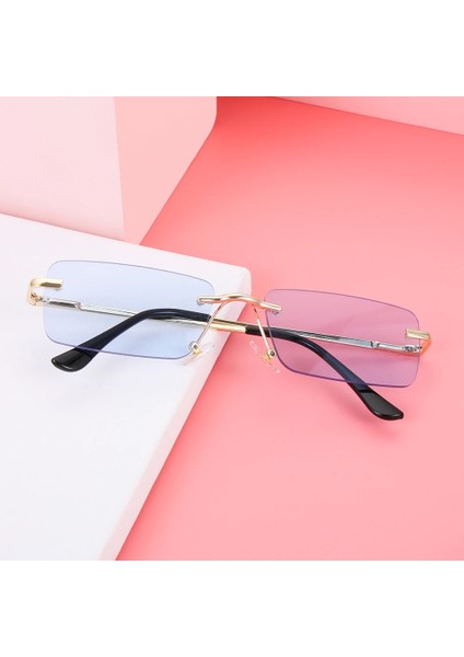 No.16 Tarzı Seyahat Tarzı Dağcılık Güneş Gözlüğü Erkekler Kadınlar Için Uvades Dikdörtgen Çerçevesiz Gözlükler Degrade Renkler Gözlük (Yurt Dışından) fırsatları