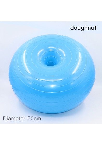 Mavi 01 Stili Pvc Donut Fitness Yoga Topu Pompa Seti ile 50CM Pilates Fitness Salonu Denge Elma Topu Yoga Yarım Küre Spor Salonu Ev Eğitimi (Yurt Dışından)