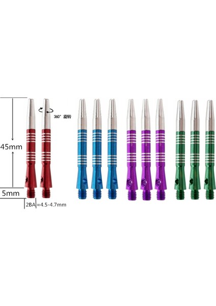 45MM Mor Stil Goodarts Siyah Mavi Kırmızı Yeşil 2ba Tate Orta Alüminyum Profesyonel Dart Aksesuarları Stem Dart Milleri (Yurt Dışından)