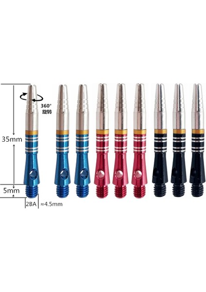 45MM Mor Stil Goodarts Siyah Mavi Kırmızı Yeşil 2ba Tate Orta Alüminyum Profesyonel Dart Aksesuarları Stem Dart Milleri (Yurt Dışından)