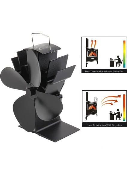 Sarı Stil Siyah Şömine Bıçakları Isı ile Çalışan Soba Fanı Kütük Odun Brülörü Ecofan Sessiz Ev Şömine Fanı Verimli Isı Dağıtımı (Yurt Dışından) fırsatları
