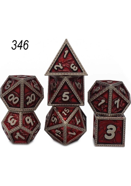 NO.346 Stili Yeni Stil Metal Zar Ejderha Desen D&d Zar Metal Dnd Zar Çokyüzlü Metal Zar Seti Rol Yapma Oyunu Için Mtg Pathfinder (Yurt Dışından)