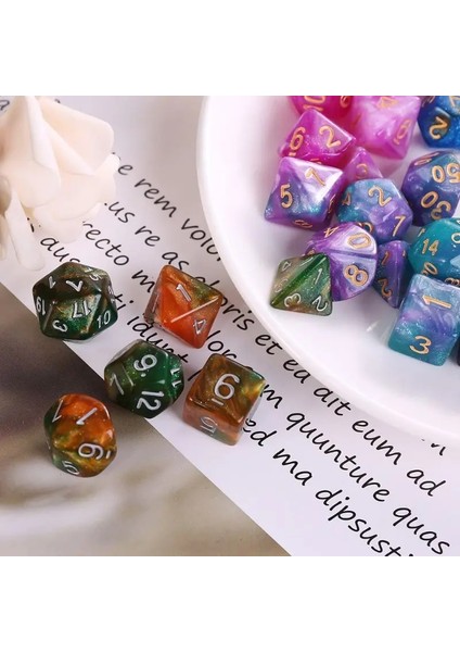 Sarı Stil Et Dikromatik D4 D6 D8 D10 D12 D20 Çokyüzlü Zar Numaraları Aramalar Masa Oyunu Için Masaüstü Çok Taraflı Zar (Yurt Dışından) fiyatları