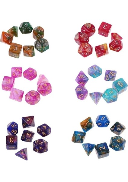Sarı Stil Et Dikromatik D4 D6 D8 D10 D12 D20 Çokyüzlü Zar Numaraları Aramalar Masa Oyunu Için Masaüstü Çok Taraflı Zar (Yurt Dışından) fırsatları