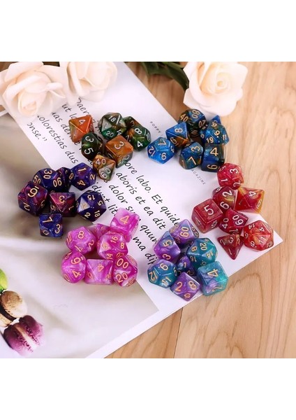 Sarı Stil Et Dikromatik D4 D6 D8 D10 D12 D20 Çokyüzlü Zar Numaraları Aramalar Masa Oyunu Için Masaüstü Çok Taraflı Zar (Yurt Dışından) indirimleri