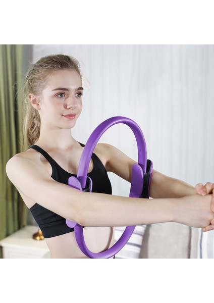 Mor Tarzı Pilates Halkası-Çift Kavrama Kolu, Yoga Fitness Çember Sihirli Halka Egzersiz Aksesuarları Egzersiz Salonu Ev Tonlama Abs Mor (Yurt Dışından)