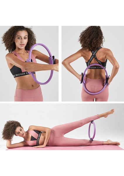 Mor Tarzı Pilates Halkası-Çift Kavrama Kolu, Yoga Fitness Çember Sihirli Halka Egzersiz Aksesuarları Egzersiz Salonu Ev Tonlama Abs Mor (Yurt Dışından)
