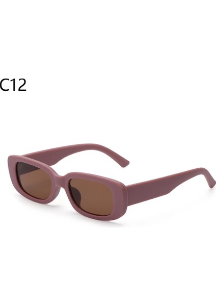 C12 Stili Küçük Çerçeve Güneş Gözlüğü Kadın Moda Oval Güneş Gözlükleri Erkekler Vintage Yeşil Kırmızı Gözlük Bayanlar Seyahat Tarzı Shades UV400 Gözlük (Yurt Dışından)