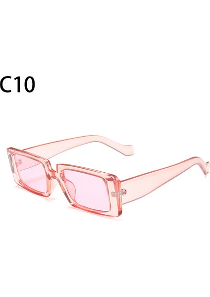 C10 Stili Şeker Renk Vintage Geniş Çerçeve Kadın Sunglass Küçük Dikdörtgen Güneş Gözlüğü Yaz Kadın UV400 Lens Trendy Gözlük (Yurt Dışından)