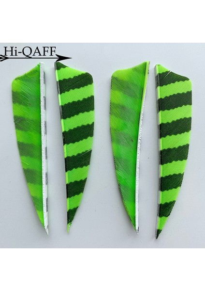 Floresan Yeşil Tarzı Hi-Q 3 Inç Doğal Hindi Tüyleri Kalkan Kesim Okçuluk Fletches 3'' Tüy Ok Fletching-Çizgili (Yurt Dışından)