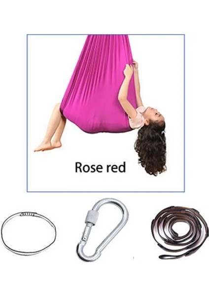 Gül Kırmızı Stili 1.5m Çocuklar Pamuk Açık Kapalı Salıncak Hamak Sarılmak Için Duyusal Çocuk Terapisi Yumuşak Elastik Koli Sabit Koltuk Salıncak (Yurt Dışından)