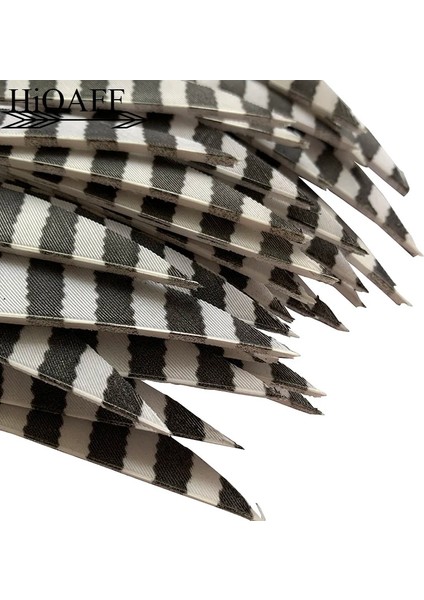 Floresan Yeşil Tarzı Hi-Q 3 Inç Doğal Hindi Tüyleri Kalkan Kesim Okçuluk Fletches 3'' Tüy Ok Fletching-Çizgili (Yurt Dışından)
