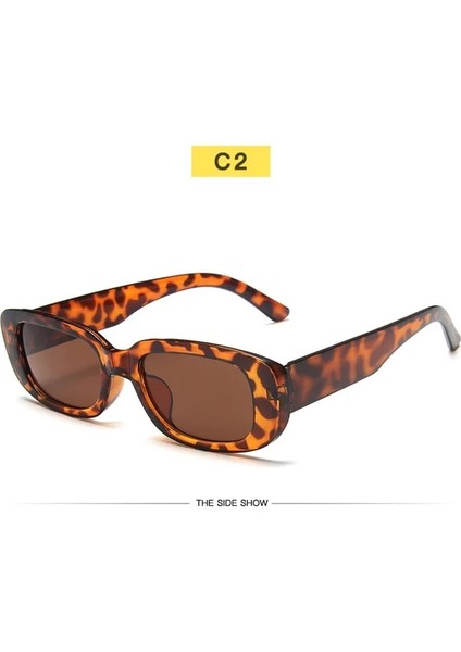 C2 Stili Renkli Sokak Fotoğrafçılığı Gözlükleri Küçük Dikdörtgen Güneş Gözlüğü Kadınlar Vintage Tasarımcı Kare Güneş Gözlükleri Shades Kadın (Yurt Dışından)