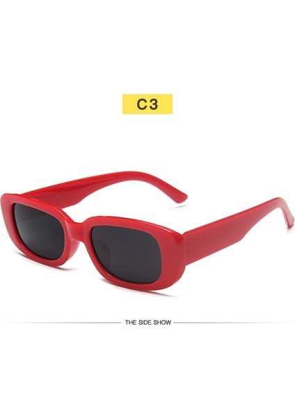 C2 Stili Renkli Sokak Fotoğrafçılığı Gözlükleri Küçük Dikdörtgen Güneş Gözlüğü Kadınlar Vintage Tasarımcı Kare Güneş Gözlükleri Shades Kadın (Yurt Dışından) fırsatları