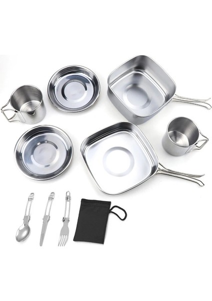 Set 2 Stili Trekking Kamp Ekipmanları Için Sofra Takımı Amp Pişirme Malzemeleri Paslanmaz Çelik Tencere Tencere Seti Katlanabilir Sofra Çatal (Yurt Dışından) fırsatları
