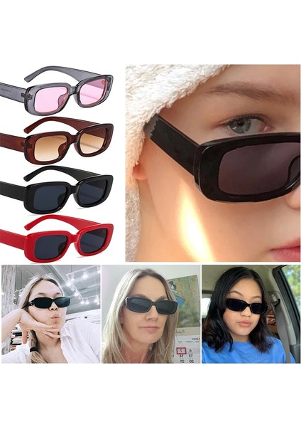 Siyah Stil Kırmızı Hm Dikdörtgen Güneş Gözlüğü Unisex Vintage Polarize Seyahat Bisiklet Güneş Gözlükleri Shades Kadın Gözlük Plaj Uv Koruma Gözlük (Yurt Dışından) modelleri