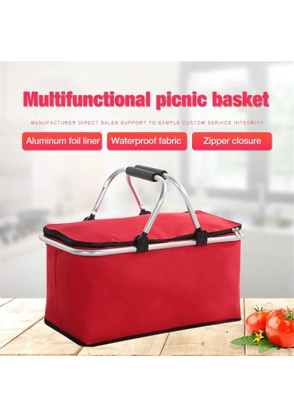 Siyah Stil Portable Foldable Desigamping Basket Waterproof Large Capacity Fresh Preservation Insulated Storage Organizer Handbag (Yurt Dışından) modelleri