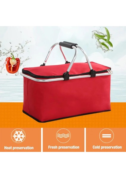 Siyah Stil Portable Foldable Desigamping Basket Waterproof Large Capacity Fresh Preservation Insulated Storage Organizer Handbag (Yurt Dışından) fırsatları