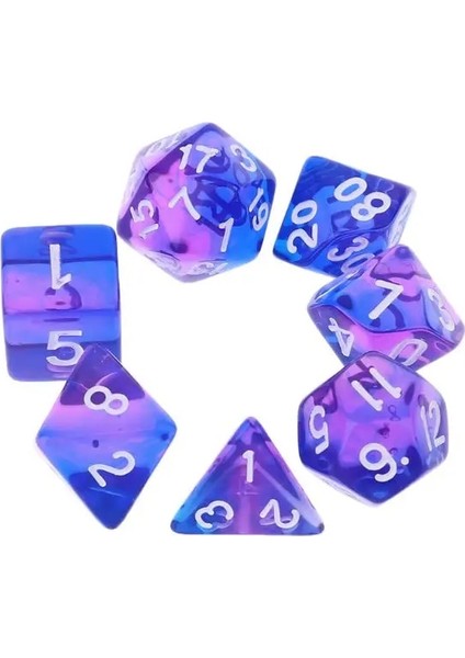 Erik Tarzı 7 Adet Şeffaf Taraflı Zar D4 D6 D8 D10 D12 D20 Dungeons & Dragon D&d Rpg Poly Table Board Game Set (Yurt Dışından)