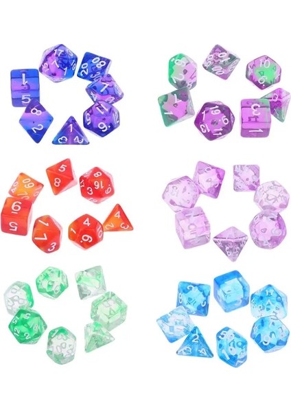 Erik Tarzı 7 Adet Şeffaf Taraflı Zar D4 D6 D8 D10 D12 D20 Dungeons & Dragon D&d Rpg Poly Table Board Game Set (Yurt Dışından) fırsatları