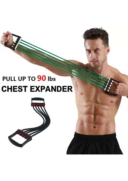 Siyah 25 Lb Stili Spor Göğüs Genişletme Kauçuk Halat Elastik Halat Geri Kas Gücü Eğitimi Ayarlanabilir Gergi Halatı (Yurt Dışından) modelleri