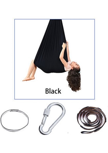 Siyah Stil 1.5m Çocuklar Pamuk Açık Kapalı Salıncak Hamak Sarılmak Için Duyusal Çocuk Terapisi Yumuşak Elastik Koli Sabit Koltuk Salıncak (Yurt Dışından)