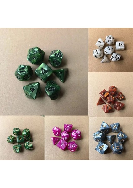 No.5 Tarzı Et Çok Taraflı Zar Seti Trpg Için Oyun Zar Dnd Aksesuarları Çokyüzlü Zar Tahta Kart Oyunu Malzemeleri Için Eğlence (Yurt Dışından)