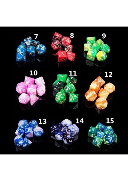 No.5 Tarzı 7pcslot Reçine Çokyüzlü Komik Dijital Zar Setleri Rpg Dnd Masa Tahta Oyunu Dices D4 D6 D8 D10 D% D12 D20 Çok Yönlü Zar Çantası (Yurt Dışından) fırsatları
