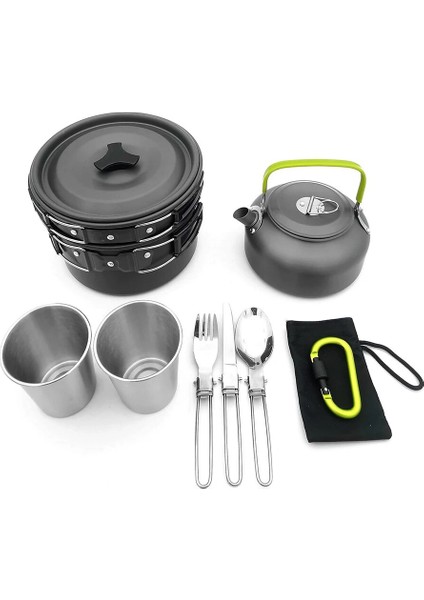 C1 Stili Et Paslanmaz Çelik Kamp Karışıklık Kiti Açık Taşınabilir Sofra Plaka Kase ile Saklama Çantası Kamp Tencere Kase (Yurt Dışından)