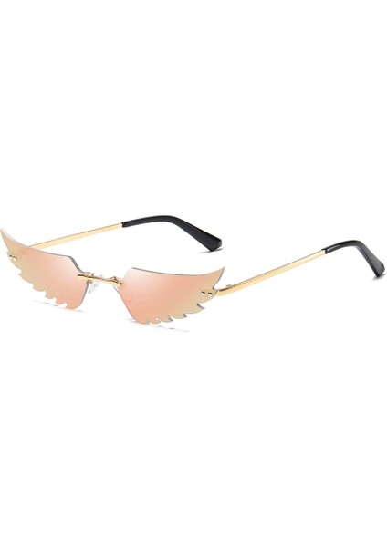 C03 Stili Angel Wings Çerçevesiz Güneş Gözlüğü Moda Kadın Güneş Gözlüğü Retro Gerçek Film Güneş Gözlükleri UV400 Dar Gözlük (Yurt Dışından)