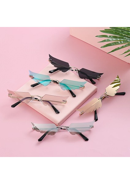 C03 Stili Angel Wings Çerçevesiz Güneş Gözlüğü Moda Kadın Güneş Gözlüğü Retro Gerçek Film Güneş Gözlükleri UV400 Dar Gözlük (Yurt Dışından) fiyatları