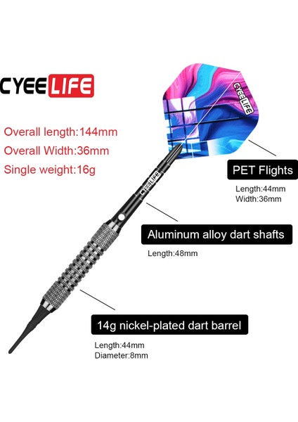 3 Adet Tarzı Cyeelife 16G Yumuşak Dart Alüminyum Mil Wit Flights Dart Tutucu Taşıma Çantası Aile Çubuğu Eğlence Oyunları (Yurt Dışından)