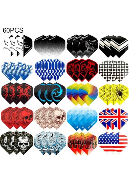 60PCS2 Tarzı Pcs Dart Uçuşları Çoklu Stiller Renkli Pet Dart Tüy Yaprakları Dart Aksesuarları Profesyonel Dart Tahtası Oyunları (Yurt Dışından)