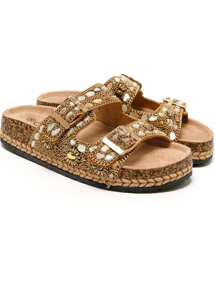 Kadın Terlik 25Y183-1 Alt Guja Altın modelleri