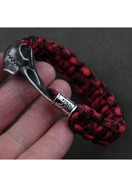 Ağaç 1 Uzunluk 19 cm Odin Karga Iskelet Bilezik Vikings Kartal Kafası Kolye Rune Boncuk Paracord Halat Iskandinav Korsanları Rune Valknut Muska Takı Hediye (Yurt Dışından)