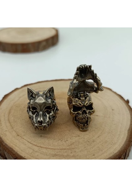 Pirinç Canavar Maskesi Iskelet Pirinç Bıçak Boncuk Edc Açık Diy Paracord Dokuma Kordon Kolye Takı Şemsiye Halat Asılı Aksesuar (Yurt Dışından) fiyatları