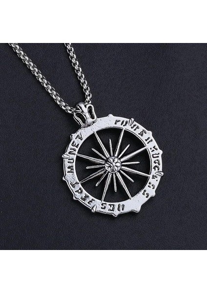 Güneş 60 cm Maske Kolye Mızrak Ucu Çapraz Kolye Moda Charm Güneş Pusula Iskelet Pentagram Kazak Zincir Takı Erkekler Kadınlar Için Hediyeler (Yurt Dışından)