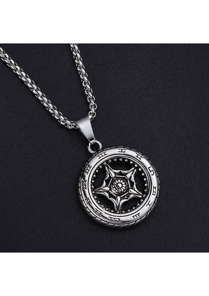 Güneş 60 cm Maske Kolye Mızrak Ucu Çapraz Kolye Moda Charm Güneş Pusula Iskelet Pentagram Kazak Zincir Takı Erkekler Kadınlar Için Hediyeler (Yurt Dışından) modelleri