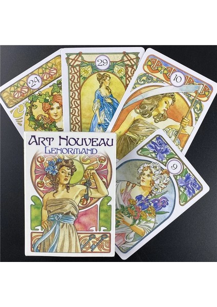 55 Adet TS34 Tarzı Art Nouveau Lenormand Tarot Oracle Kartları Cadı Pdf Ingilizce Art Nouveau'nun Hassas ve Geçici Görüntüleri Gerçeğin Aynalarıdır (Yurt Dışından)