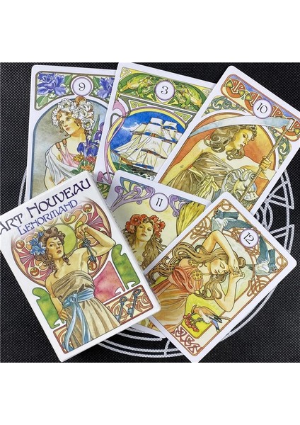 55 Adet TS34 Tarzı Art Nouveau Lenormand Tarot Oracle Kartları Cadı Pdf Ingilizce Art Nouveau'nun Hassas ve Geçici Görüntüleri Gerçeğin Aynalarıdır (Yurt Dışından)