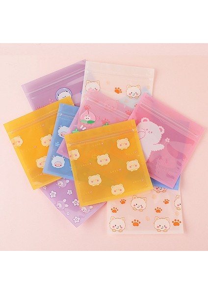 I 13.5X13.5CM 20 Adet Sevimli Karikatür Kendinden Kilitli Çanta Takı Şeker Kurabiye Ambalaj Poşetleri Yeniden Kullanılabilir Maske Saklama Torbaları Parti Hediye Mühürlü Çanta (Yurt Dışından)