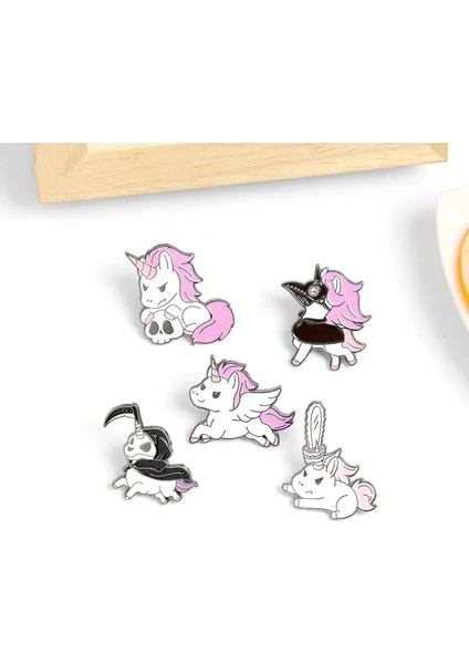 Stil 2 Mor Çalışan Testere Iskelet Maskesi Unicorn Karikatür Emaye Pin Yaratıcı Broş Rozet Pin Takı Giyim Çanta Aksesuarları Hediye (Yurt Dışından)