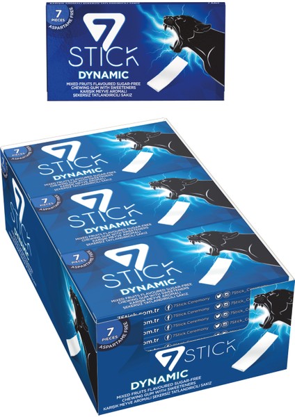 Şekersiz 7'li Karışık Meyve Aromalı Sakız 14,5gr (24 Adet)