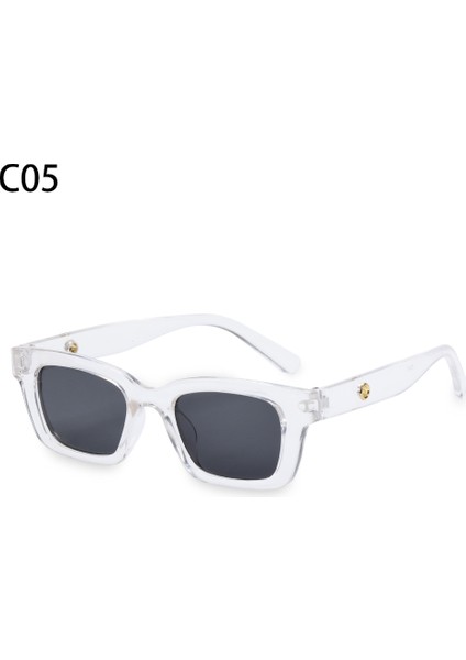 C05 Stili Kare Geniş Çerçeve Küçük Dikdörtgen Güneş Gözlüğü Kadın Shades Vintage Gözlük UV400 Şeker Renk Bisiklet Kız Erkek Güneş Gözlükleri (Yurt Dışından)