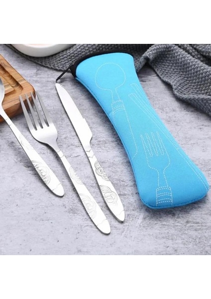 Siyah Stil Utlery Seti Çelik Bıçak Çatal Kaşık Kesici Aile Seyahat Ortable Yemek Takımı Ev Açık Havada Saklama Çantası ile (Yurt Dışından) modelleri