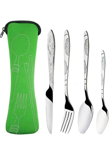 Siyah Stil Utlery Seti Çelik Bıçak Çatal Kaşık Kesici Aile Seyahat Ortable Yemek Takımı Ev Açık Havada Saklama Çantası ile (Yurt Dışından) fırsatları