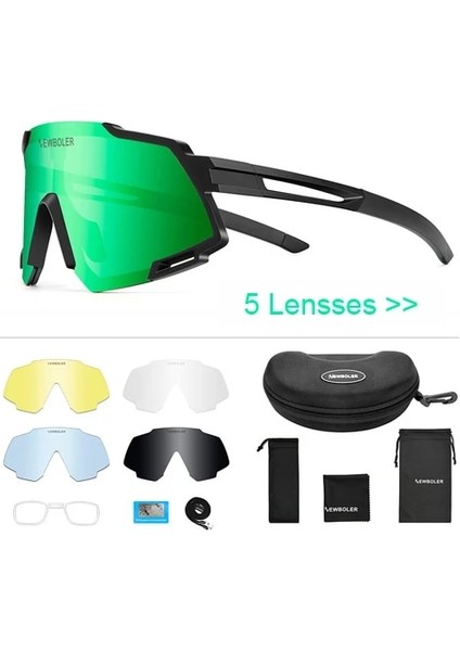 5 Lens Seti Yeşil Stil Newboler 5 Lensler Bisiklet Güneş Gözlükleri Polarize Mtb Yol Bisikleti Gözlük Açık Spor Güneş Gözlüğü Bisiklet Gözlükleri Erkek Kadınlar Için (Yurt Dışından)